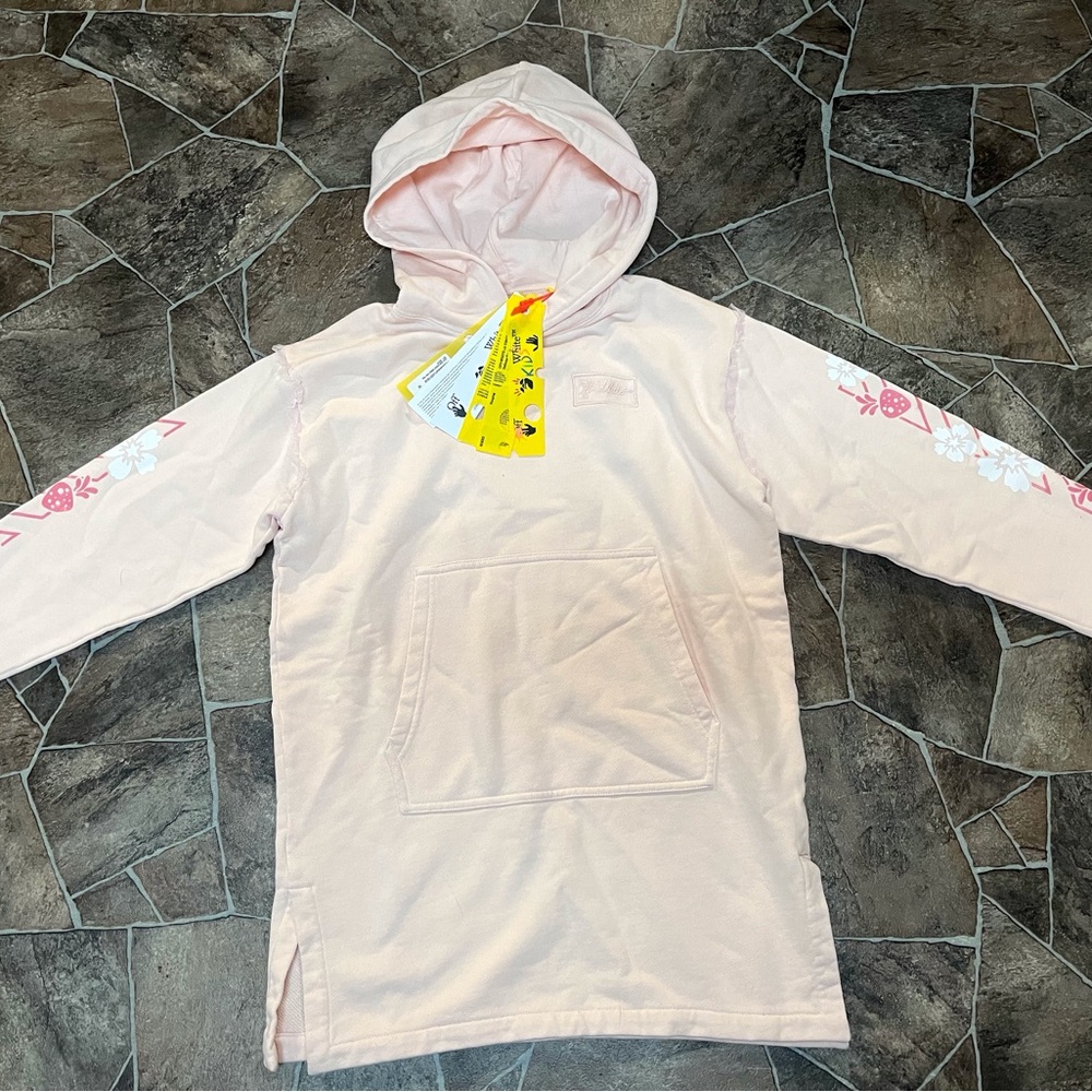 NWT Off-White Kids Pink Hoodie Dress Size 12